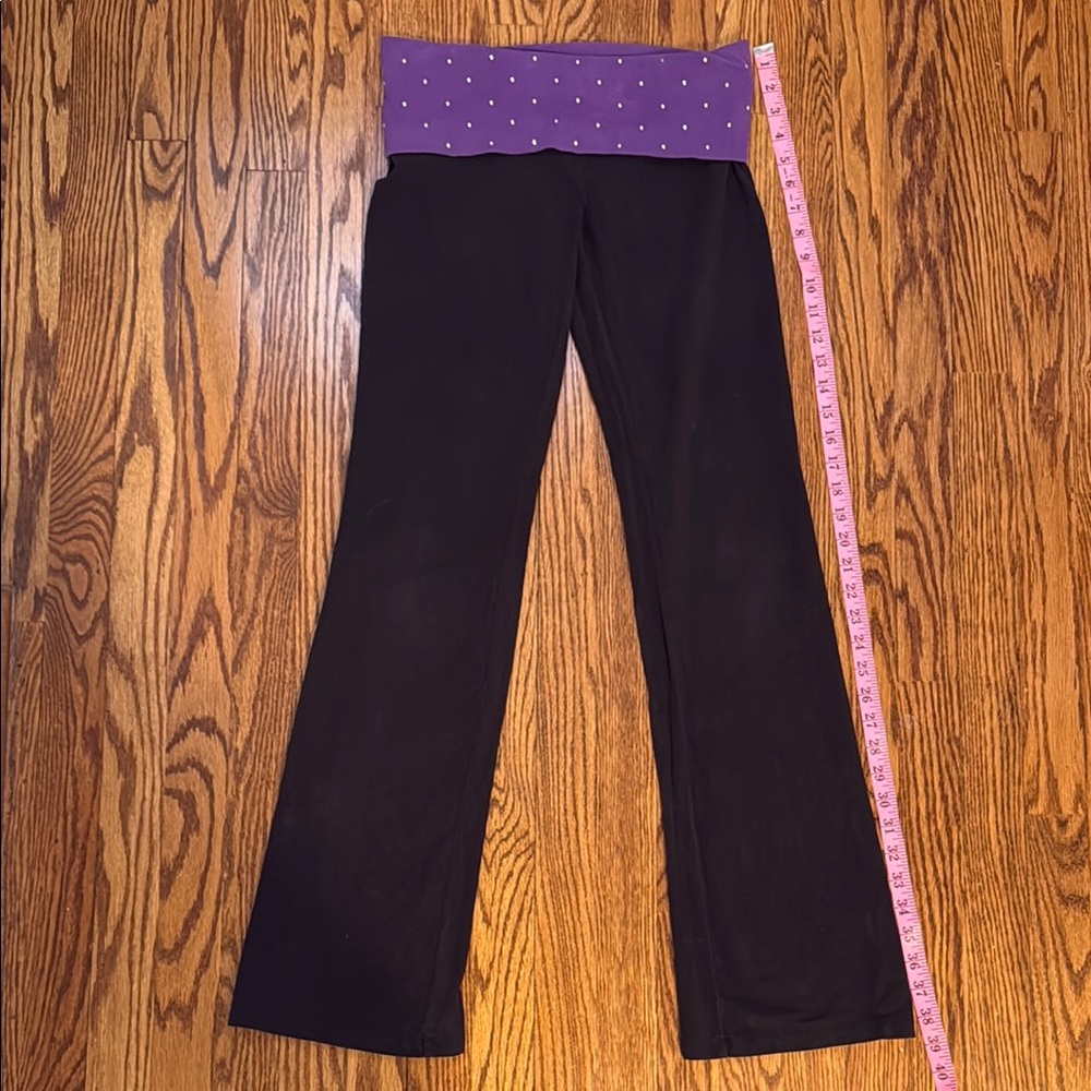 Black Yoga Pants with Purple Rhinestone Waistband - Picture 4 of 9